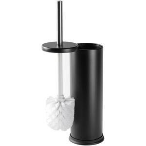 Matt Round Stainless Steel Toilet Brush Bin Set - Matte Black by Harbour Housewares