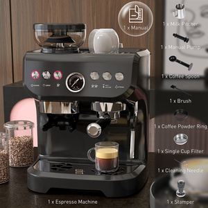 HOMCOM Espresso Machine with Integrated Bean Grinder Steam Wand - Black by HOMCOM