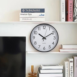 12-Inch Non-Ticking Battery-Operated Wall Clock - Black by Livingandhome