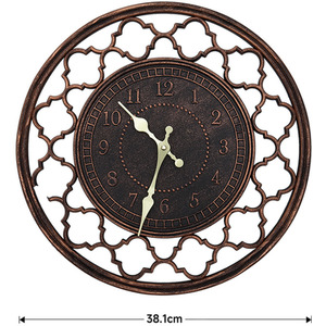 Hollow Floral Metal Wall Clock - Brown by Livingandhome
