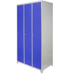 Metal Storage Lockers - Three Doors Wide, Blue - Blue by Monstershop