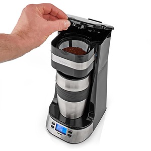 Single Serve Coffee Maker and Travel Mug - Silver / 402ml by Nedis