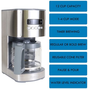 Kenmore 1.8L Digital Drip Coffee Machine - Grey by Koolatron