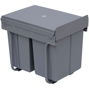 HOMCOM 40L Sorter Kitchen Recycle Waste Bin - Grey by HOMCOM