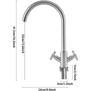 Stainless Steel Dual Handle Kitchen Tap by Livingandhome