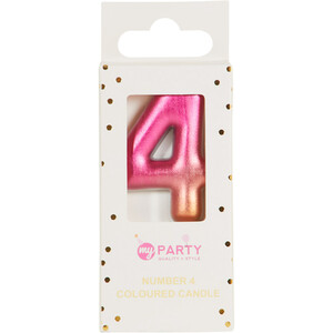 Coloured Number Candle - Pink / 4 by My Party