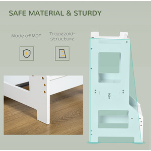 HOMCOM 2-in-1 Kids Step Stool, Toddler Table and Chair Set - White by HOMCOM