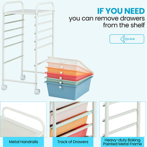 6 Drawers Rolling Storage Cart - White by Costway