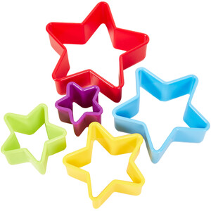 Set of 5 Plastic Star Cutters - Multicolour