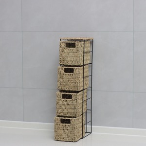 Ankara Wicker 4 Drawer Tower Storage Unit - Natural & Black by Home Source