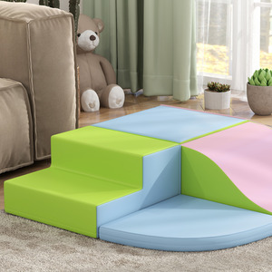 HOMCOM 6-Piece Soft Playset with Stairs and Ramp - Green by HOMCOM