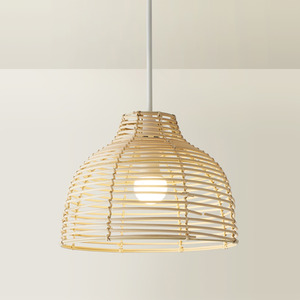 Lobster Pot Wicker Rattan Ceiling Pendant Light Shade - Cream by ValueLights
