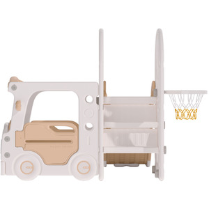 Kids Toddler Slide Climber Playset with Basketball Hoop - white by Livingandhome