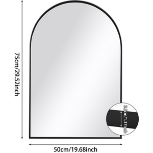 Arch Shaped Metal Frame Explosion-Proof Wall Mirror - Black by Livingandhome