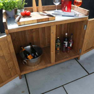 Outdoor Wooden Kitchen Double Cabinet Pressure Treated - Brown by Waltons