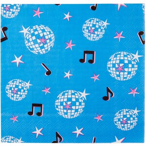 Pack of 16 Disco Party Napkins - Blue