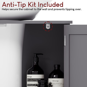 Priano 2 Door Under Sink Cabinet - Light Grey by Vida Designs