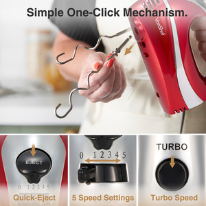 300W Electric Hand Mixer with 3 Attachments by VonShef