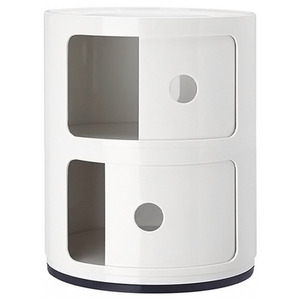 HomeScape Storage Unit Cylindrical Multi-Tiered Plastic Drawer - 2-Tier White / 40cm by Kindred Trading LTD