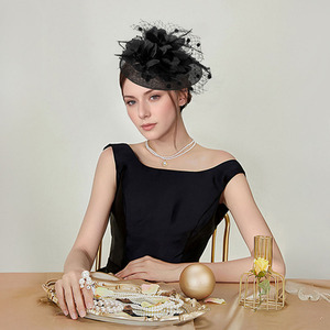 Net with Flowers Headband Hair Accessory - Black by komore