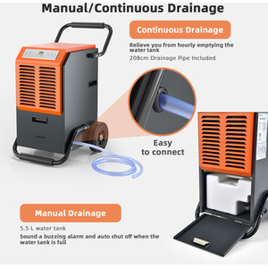 63L Commercial Industrial Dehumidifier - Grey by Costway