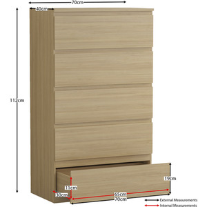 Denver Bedroom Set (2 Drawer Bedside (x2), 5 Drawer Chest, 2 Door Wardrobe) by Vida Designs