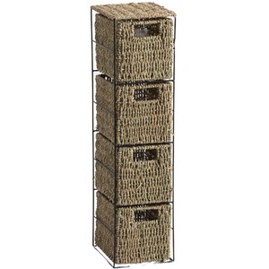 Ankara Wicker 4 Drawer Tower Storage Unit - Natural & Black by Home Source