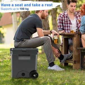 Portable Hard Rotomolded Cooler - Grey by Costway