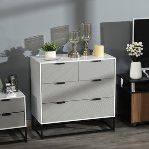 HOMCOM Chest of Drawers with Metal Handles - Grey by HOMCOM