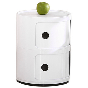 HomeScape Storage Unit Cylindrical Multi-Tiered Plastic Drawer - 2-Tier White / 40cm by Kindred Trading LTD