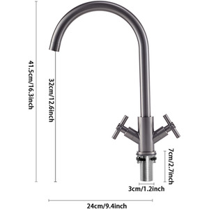 Stainless Steel Dual Handle Kitchen Tap by Livingandhome