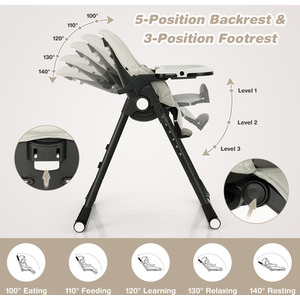 4-in-1 Baby High Chair Foldable Feeding Chair - Grey by Costway