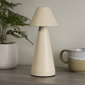 Rechargeable Cream Cone Table Lamp - Cream by Lighting Collection