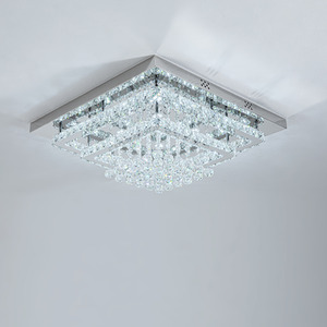 Double Layer Crystal Pendant Light - Silver / 60cm by Livingandhome