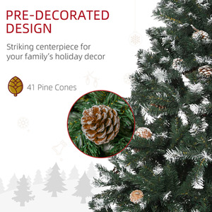HOMCOM Artificial Christmas Tree with Pine Cones - Green / 5ft by HOMCOM
