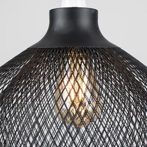 Retro Matt Black Mesh Design 2 Tier Ceiling Pendant Light Shade - Black by ValueLights