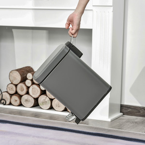 HOMCOM Rectangular Compact Bin Steel Body - Grey by HOMCOM