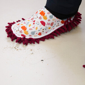 Autumn Pumpkin Chenille Slippers - White and Red