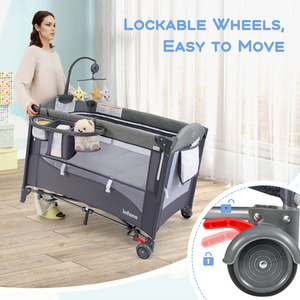 6-in-1 Baby Bed Travel Cot - Blue by Costway