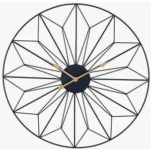 Metal Geometric Design Round Wall Clock - Black by Pacific Lifestyle