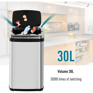 HOMCOM 30L Automatic Kitchen Bin - Silver by HOMCOM