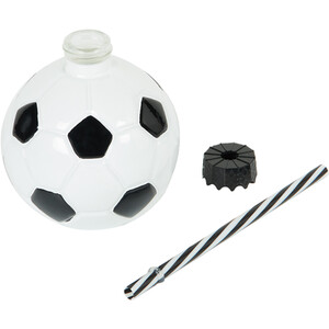 Glass Football Drinking Jar and Straw 400ml - Black and White