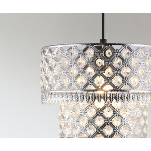 Silver Crystal Leaf Tip Tier Lightshade - Silver