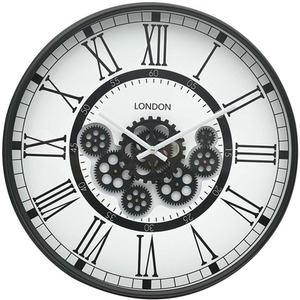 Round Gear Wall Clock for Living Room - White by Vanity Living