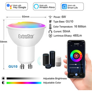 6W LED smart Light Bulb GU10 WIFI (2-Piece-Set) - White by ExtraStar