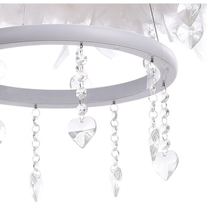 Double-Layer Feather LED Pendant Light with Crystals - White by Livingandhome