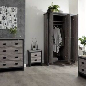Grey 4 Piece Set 3 Door Wardrobe 4 drawer chest and 2 Bedside Tables - Grey by Wyld and Coco