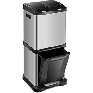 32 L Recycle Pedal Bin-Silver - Silver by Costway