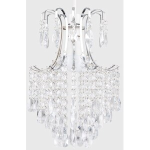 Modern Silver Chrome Ceiling Pendant Light Shade With Clear Acrylic Droplets - Silver by ValueLights