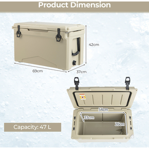 47 L Rotomolded Cooler - khaki by Costway